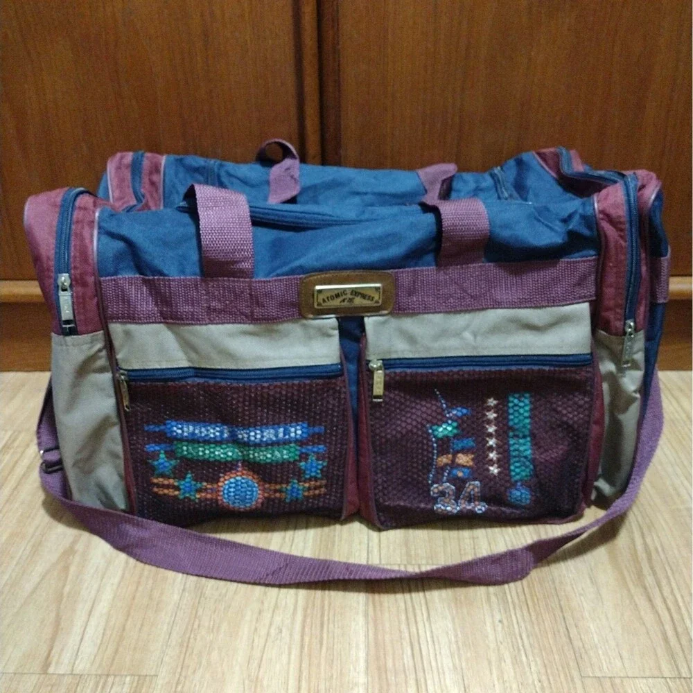 Vintage 90s Atomic Express Duffel Bag Travel Weekender Gym Retro Colors Large